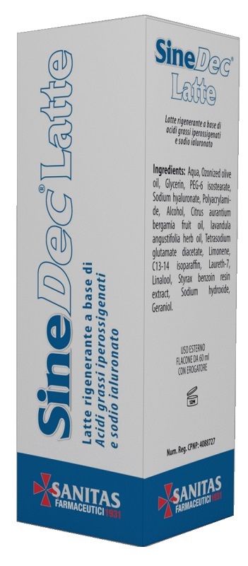 EMULSIONE PROFUMATA CONTENENTE OLIO OSSIGENATO PER PREVENZIONE E MEDICAZIONE DELLE ULCERE DA DECUBITO DI GRADO I SU PELLE INTEGRA SINEDEC LATTE 60ML - Farmacia Bartoli
