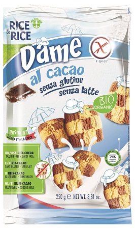 RICE&RICE DAME DI RISO CON CACAO SENZA LATTE 250 G - Farmacia Bartoli
