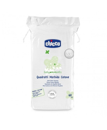 CHICCO BABY MOMENTS QUADROTTI MORBIDO COTONE 60 PEZZI - Farmacia Bartoli