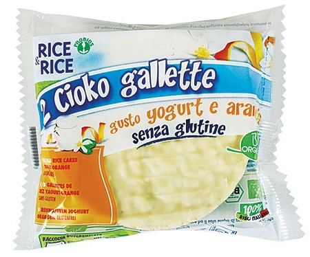 RICE&RICE CIOKO GALLETTE RICOPERTE DI YOGURT ALL'ARANCIO 33 G SENZA LIEVITO - Farmacia Bartoli