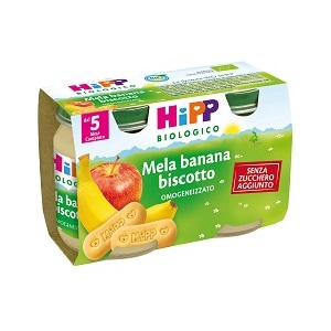 HIPP BIO OMOGENEIZZATO MELA BANANA BISCOTTO 2X125 G - Farmacia Bartoli