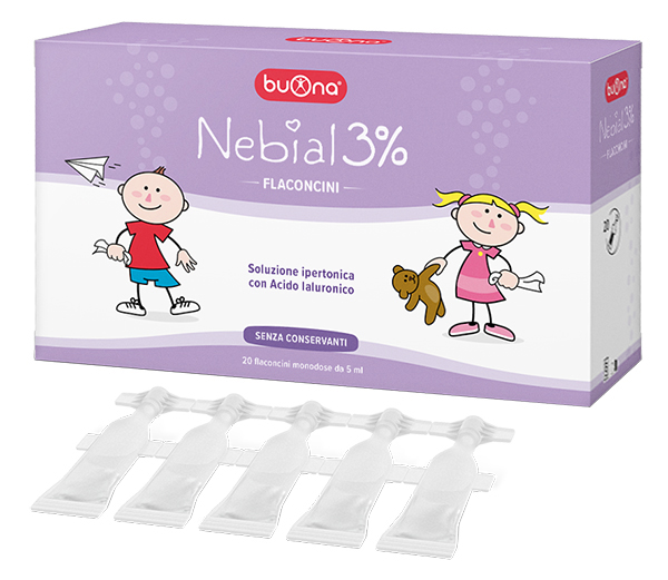 NEBIAL FLACONCINI SOLUZIONE SALINA IPERTONICA DI SODIO CLORURO AL 3% CON ACIDO IALURONICO 20X5 ML - Farmacia Bartoli