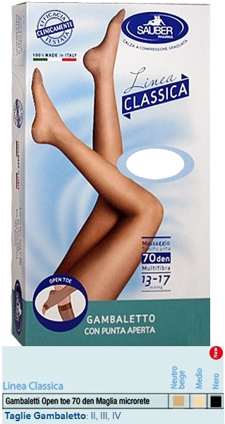 SAUBER GAMBALETTO OPEN TOE MAGLIA MICRORETE 70 DEN COLORE MEDIO TAGLIA 2 LINEA CLASSICA - Farmacia Bartoli