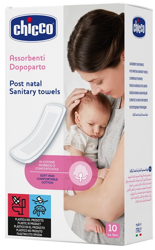 CHICCO MAMMA DONNA ASSORBENTI POSTPARTO COTONE 10 PEZZI - Farmacia Bartoli