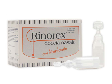 FIALA PER DOCCIA NASALE RINOREX BICARBONATO 15 FIALE 5 ML - Farmacia Bartoli