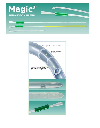 CATETERE VESCICALE INTERMITTENTE MAGIC-3 AUTOLUBRIFICANTE IN PURO SILICONE 100% TRASPARENTE UOMO LUNGHEZZA 40CM MISURA CH12 30 PEZZI - Farmacia Bartoli