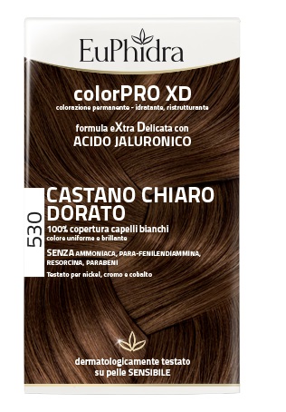EUPHIDRA COLORPRO XD 530 CASTANO CHIARO DORATO GEL COLORANTE CAPELLI IN FLACONE + ATTIVANTE + BALSAMO + GUANTI - Farmacia Bartoli