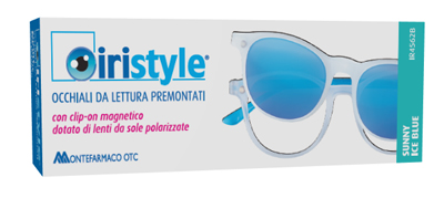 OCCHIALE DA LETTURA PREMONTATO IRISTYLE SUNNY ICE BLU +2,50 CON CLIP ON MAGNETICO DOTATO DI LENTI DA SOLE POLARIZZATE 1 PAIO - Farmacia Bartoli