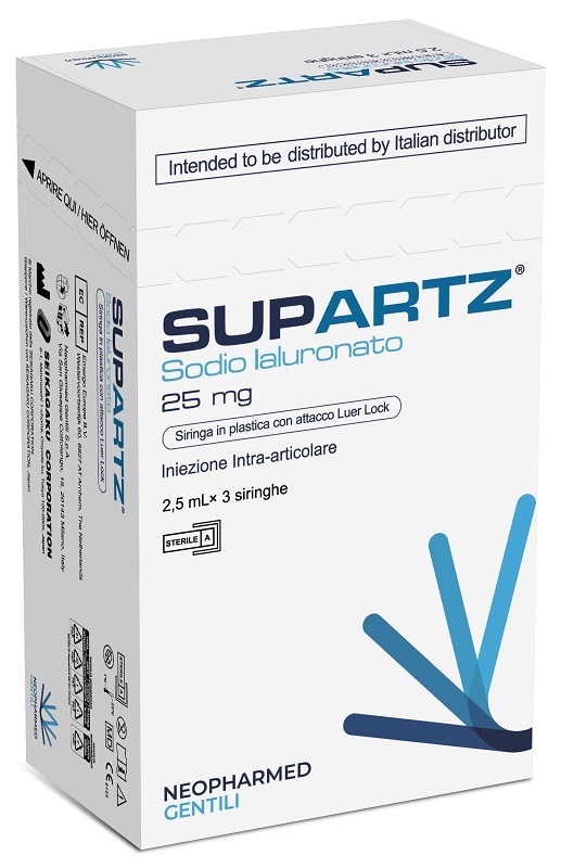 SIRINGA PRERIEMPITA INTRA-ARTICOLARE SUPARTZ ACIDO IALURONICO 25 MG 2,5 ML 3 PEZZI - Farmacia Bartoli
