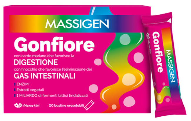 MASSIGEN GONFIORE 20 BUSTINE OROSOLUBILI - Farmacia Bartoli