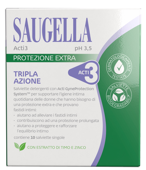 SAUGELLA ACTI3 SALVIETTINE 10 PEZZI - Farmacia Bartoli