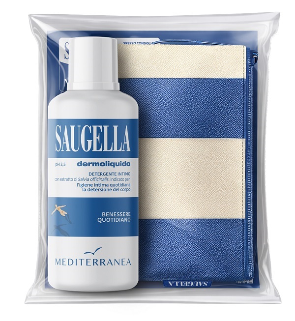 SAUGELLA MEDITERRANEA BUNDLE DERMOLIQUIDO 500 ML + GADGET POCHETTE - Farmacia Bartoli