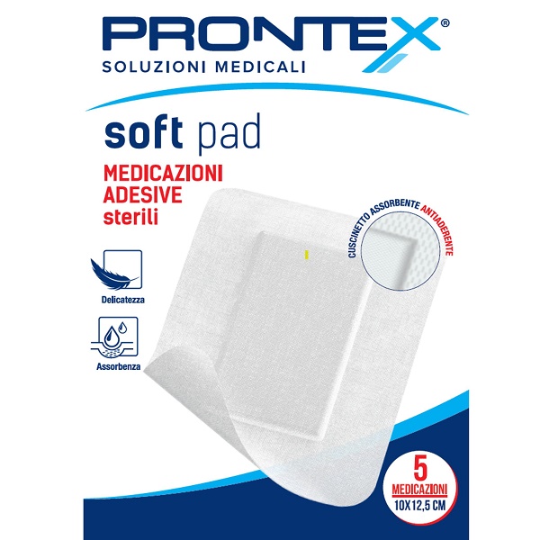 MEDICAZIONE ADESIVA STERILE PRONTEX SOFT PAD 10X12,5 CM 5 PEZZI - Farmacia Bartoli