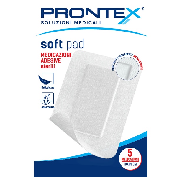 MEDICAZIONE ADESIVA STERILE PRONTEX SOFT PAD 10X15 CM 5 PEZZI - Farmacia Bartoli