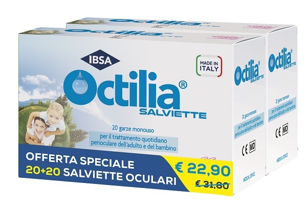 SALVIETTE PERIOCULARI OCTILIA BIPACK 20+20 GARZE MONOUSO - Farmacia Bartoli