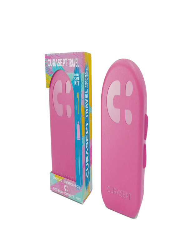 CURASEPT TRAVEL FUXIA 1 SPAZZOLINO + 1 DENTIFRICIO 20 ML + 3 PICKS - Farmacia Bartoli