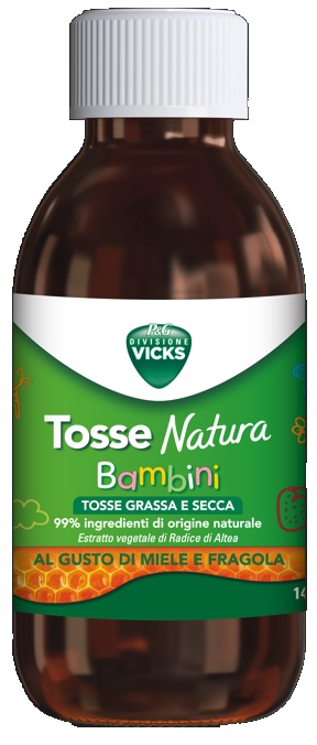 VICKS TOSSE NATURA BAMBINI TOSSE GRASSA E SECCA GUSTO MIELE E FRAGOLA 140 ML - Farmacia Bartoli