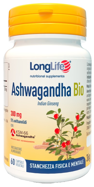 LONGLIFE ASHWAGANDHA BIO 5% 300 MG 60 CAPSULE VEGETALI - Farmacia Bartoli