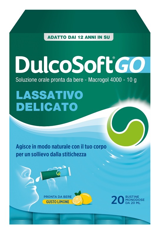 DULCOSOFT GO SENZA ZUCCHERO SENZA GLUTINE SENZA LATTOSIO GUSTO LIMONE 20 BUSTINE DA 20 ML - Farmacia Bartoli