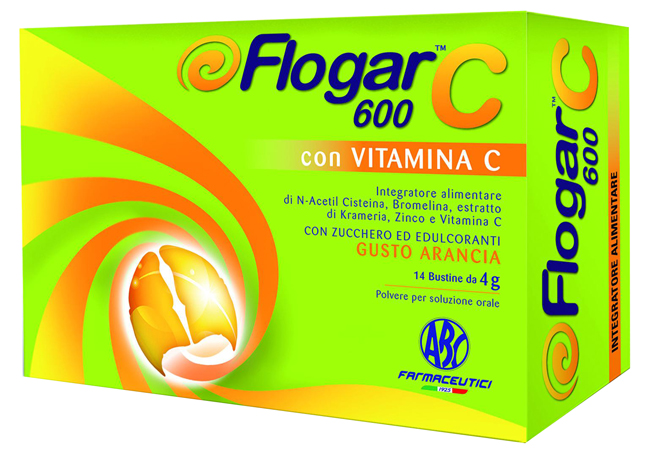 FLOGAR  C 600 CON VITAMINA C 14 BUSTINE GUSTO ARANCIA - Farmacia Bartoli