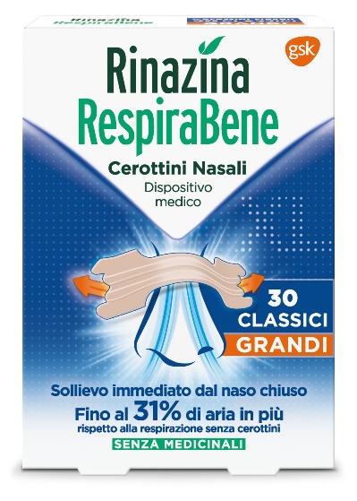 RINAZINA RESPIRABENE CEROTTI NASALI CLASSICI GRANDI CARTON 30 PEZZI - Farmacia Bartoli