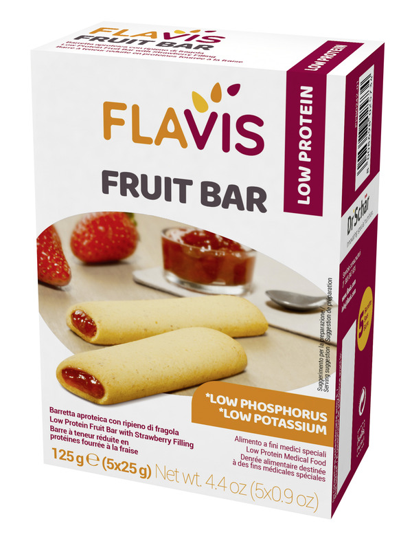 FLAVIS FRUIT BAR BARRETTA APROTEICA CON RIPIENO DI FRAGOLA 5 PEZZI DA 25 G - Farmacia Bartoli