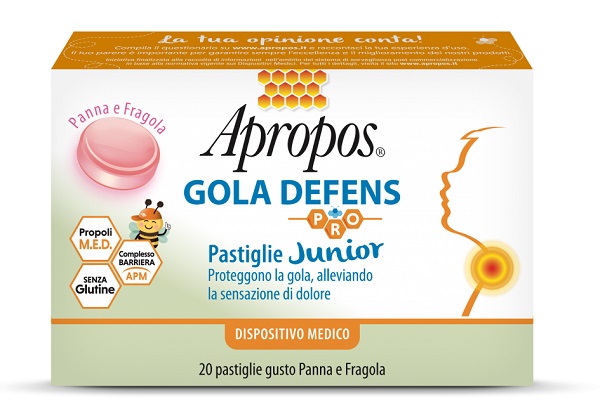 APROPOS GOLA DEFENS PRO 20 PASTIGLIE JUNIOR PANNA FRAGOLA - Farmacia Bartoli