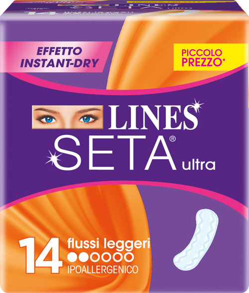 LINES SETA ULTRA ASSORBENTI PER FLUSSI LEGGERI 14 PEZZI - Farmacia Bartoli