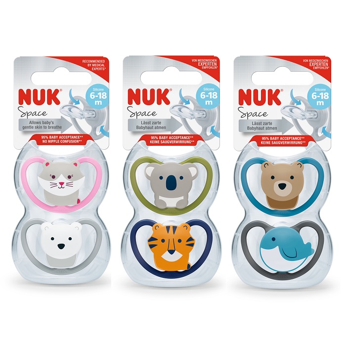 NUK SUCCHIETTO SPACE SILICONE 6-18 MESI 2 PEZZI - Farmacia Bartoli