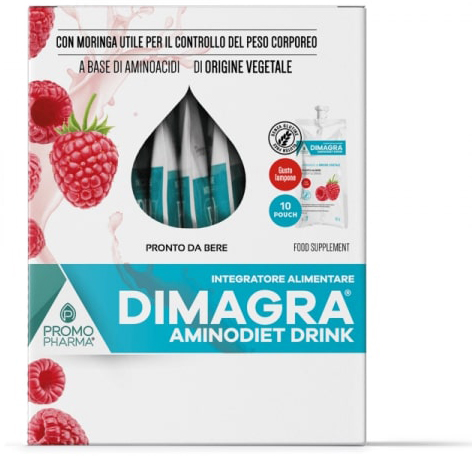 DIMAGRA AMINODIET DRINK LAMPONE 10 POUCH DA 80 G - Farmacia Bartoli