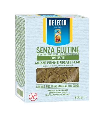 DE CECCO MEZZE PENNE RIGATE N141 CON PISELLI 250 G - Farmacia Bartoli