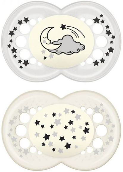 MAM SUCCHIETTO ORIGINAL NIGHT 6+ MESI SILICONE NEUTRO 2 PEZZI - Farmacia Bartoli