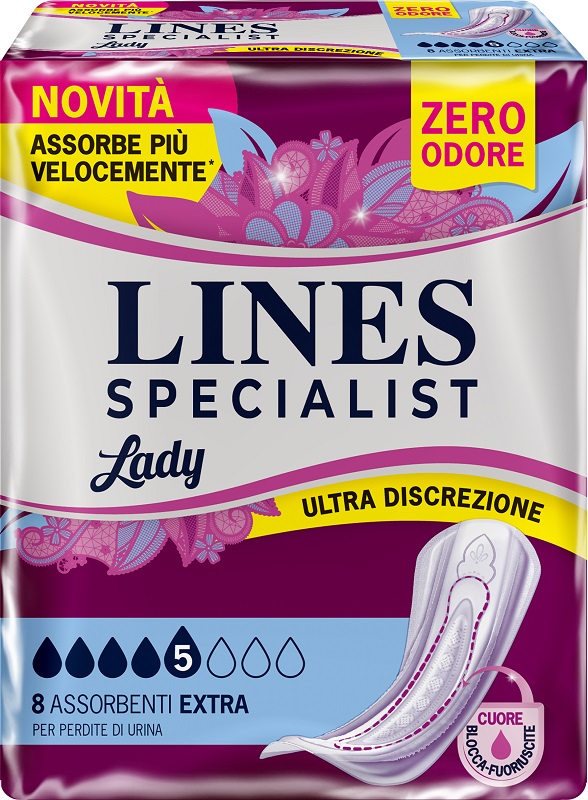 ASSORBENTI PER INCONTINENZA LINES SPECIALIST LADY 8 EXTRA 8 PEZZI - Farmacia Bartoli