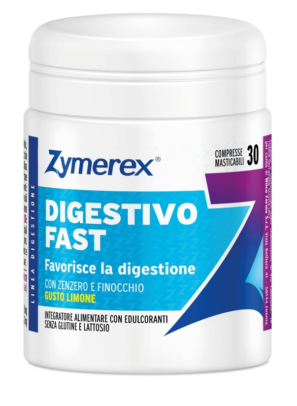 ZYMEREX DIGESTIVO FAST 30 COMPRESSE MASTICABILI GUSTO LIMONE CON EDULCORANTI SENZA GLUTINE SENZA LATTOSIO - Farmacia Bartoli