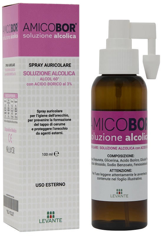 SOLUZIONE ALCOLICA PER IRRIGAZIONE DELL'ORECCHIO AMICOBOR 100 ML - Farmacia Bartoli