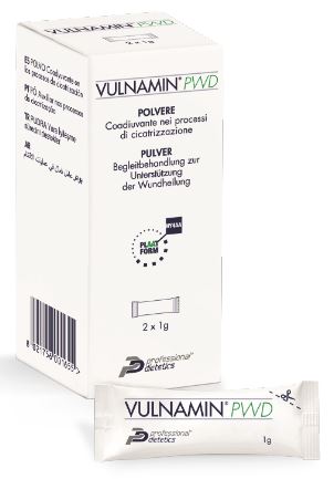 VULNAMIN PWD MEDICAZIONE INTERATTIVA IN POLVERE DI SODIO JALURONATO E AMINOACIDI 2 STICK PACK - Farmacia Bartoli