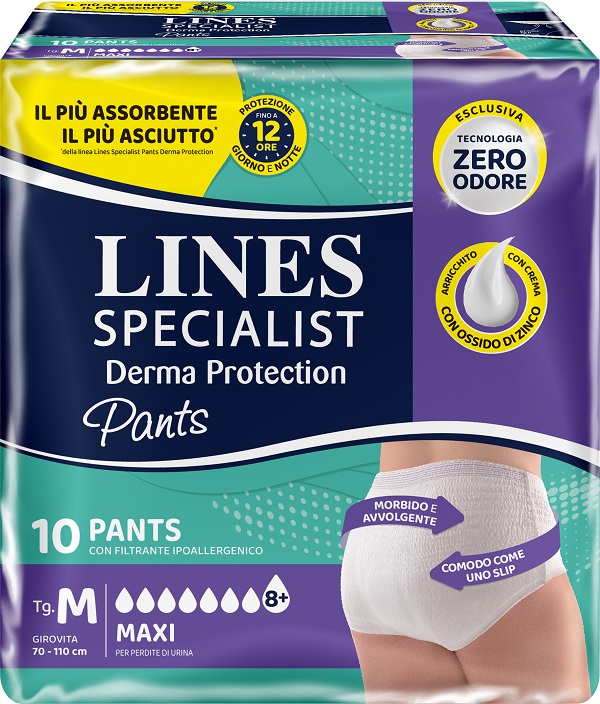 PANNOLONE PER INCONTINENZA LINES SPECIALIST DERMA PANTS MAXI M 10 PEZZI - Farmacia Bartoli