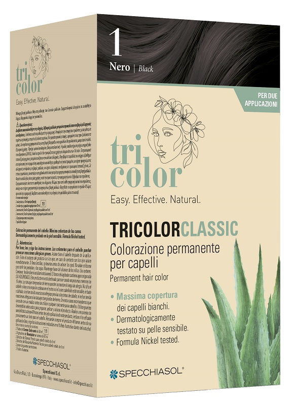 TRICOLOR CLASSIC 1 NERO 2 TUBI 50 ML + 2 SHAKER 50 ML + 4 BUSTINE 8 ML - Farmacia Bartoli