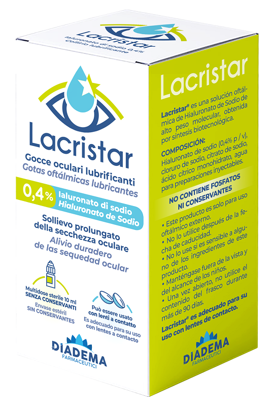 LACRISTAR GOCCE OCULARI LUBRIFICANTI 0,4% IALURONATO DI SODIO MULTIDOSE 10 ML - Farmacia Bartoli