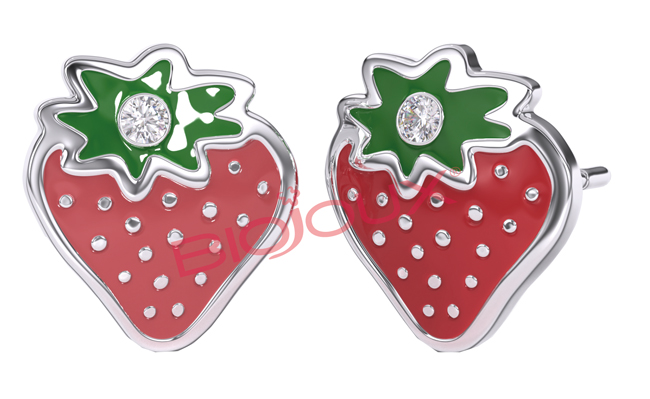 BJT733 ORECCHINI FRAGOLA SWAROVSKI STAINLESS STEEL - Farmacia Bartoli