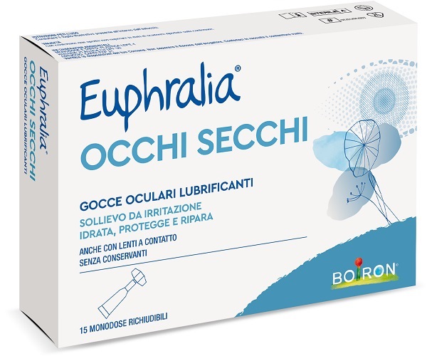 GOCCE OCULARI LUBRIFICANTI EUPHRALIA OCCHI SECCHI 15 MONODOSE RICHIUDIBILI X 0,5 ML - Farmacia Bartoli