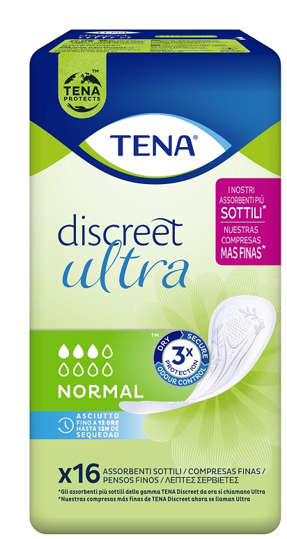 PANNOLONE SAGOMATO TENA DISCREET ULTRA NORMAL 16 PEZZI - Farmacia Bartoli