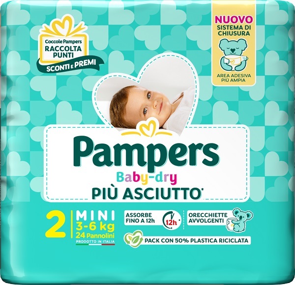 PAMPERS BABY DRY PANNOLINO DOWNCOUNT MINI 24 PEZZI - Farmacia Bartoli