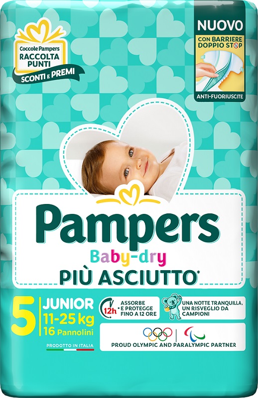 PAMPERS BABY DRY PANNOLINO DOWNCOUNT JUNIOR 16 PEZZI - Farmacia Bartoli