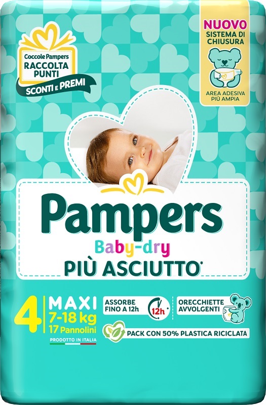 PAMPERS BABY DRY PANNOLINO DOWNCOUNT MAXI 17 PEZZI - Farmacia Bartoli