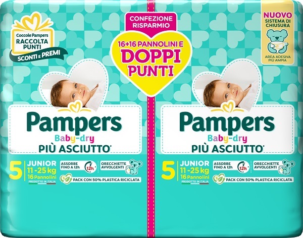 PAMPERS BABY DRY PANNOLINO DUO DOWNCOUNT JUNIOR 32 PEZZI - Farmacia Bartoli