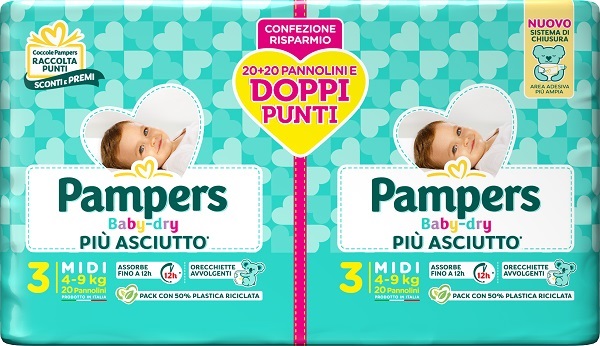 PAMPERS BABY DRY PANNOLINO DUO DOWNCOUNT MIDI 40 PEZZI - Farmacia Bartoli