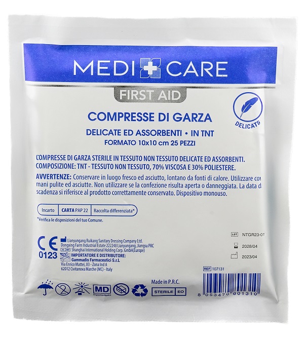 GARZA MEDICARE COTONE 10X10 CM 25 PEZZI - Farmacia Bartoli