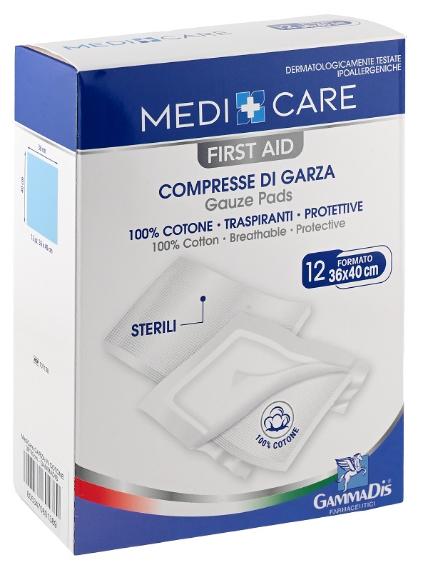 GARZA MEDICARE COTONE 36X40 CM 12 PEZZI - Farmacia Bartoli