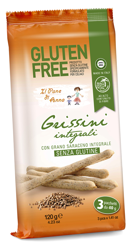 IL PANE DI ANNA GRISSINI INTEGRALI SENZA LATTE 3 PEZZI DA 40 G - Farmacia Bartoli